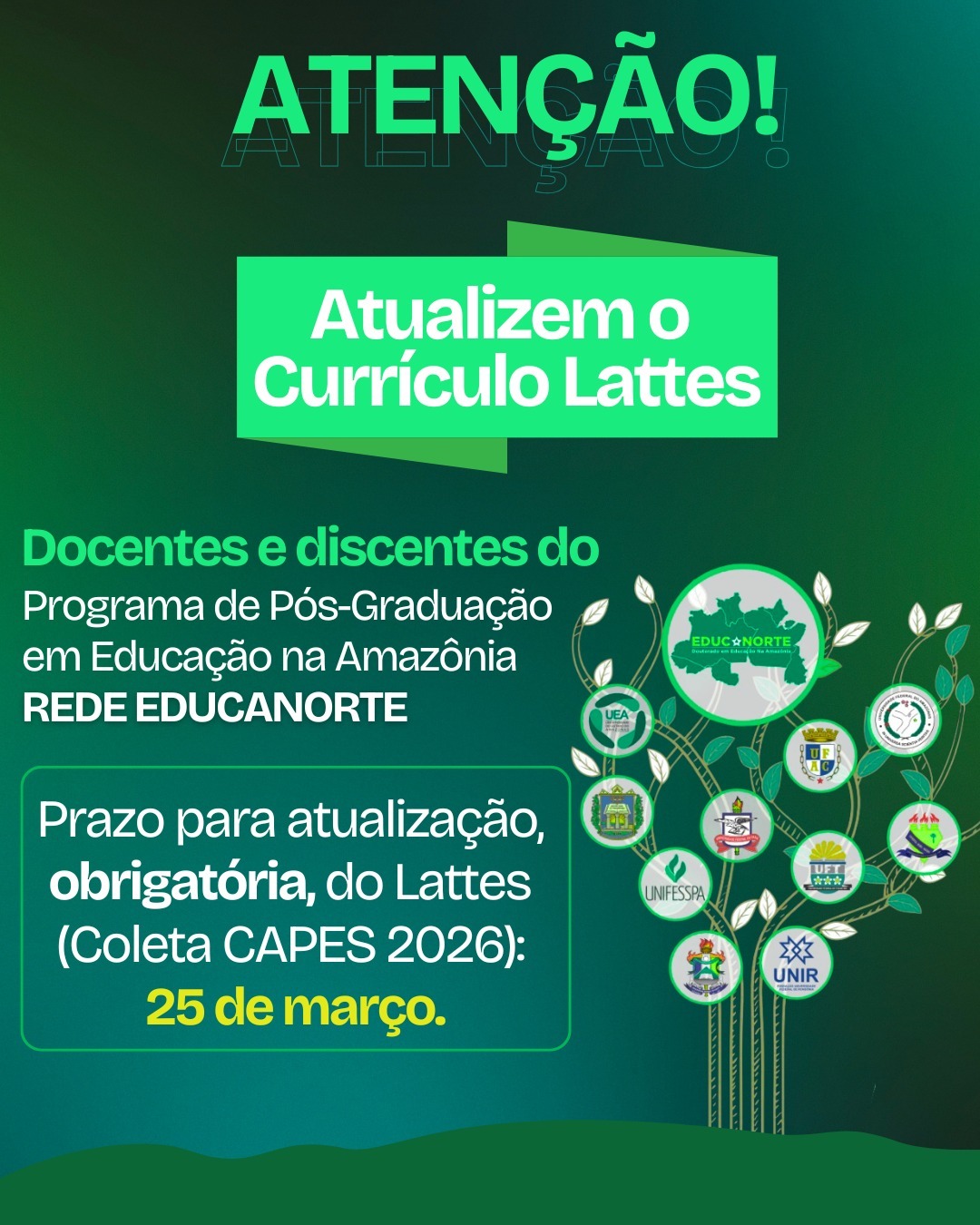 ATUALIZAÇÃO DO CURRÍCULO LATTES